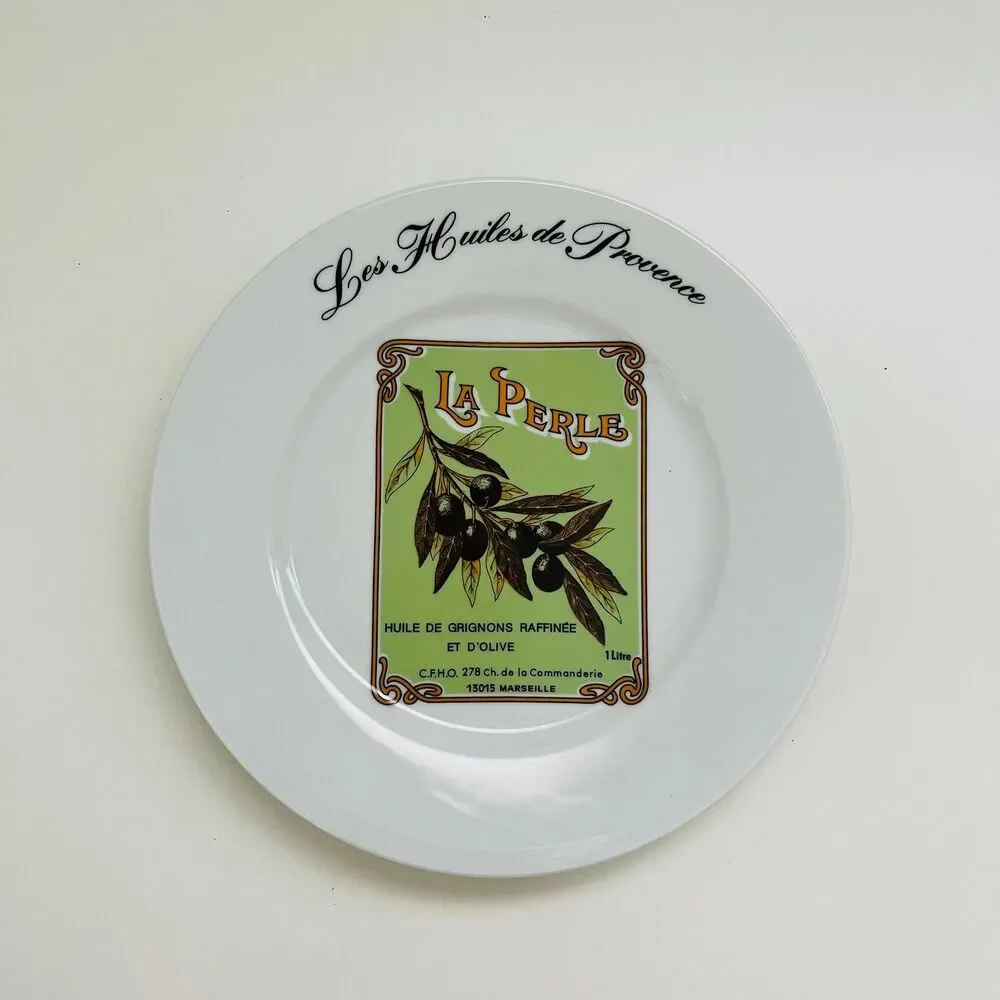 KISS THAT FROG Huiles de Provence La Perle Oil Label Salad Dessert Plate